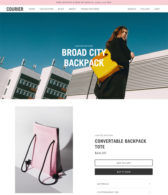 maker fashion backpack shopify theme