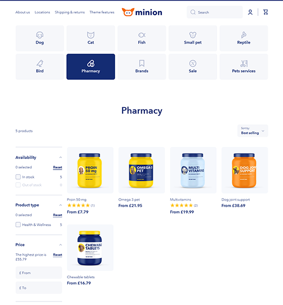 minion tiles medical shopify theme for online pharmacies and drugstores