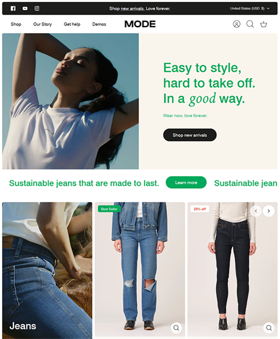 mode sustainable fashion clothing shopify themes