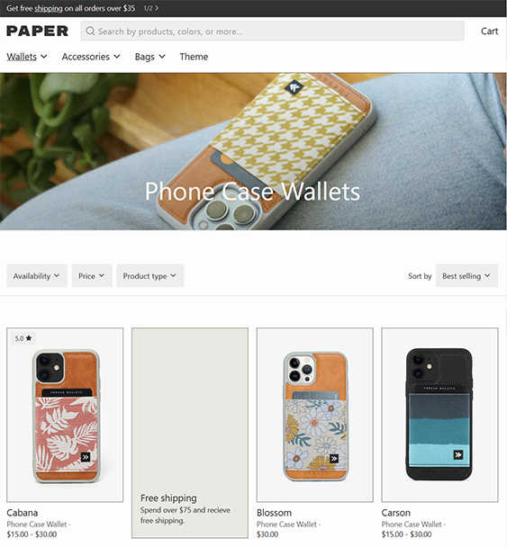 shopify themes for phone cases feature