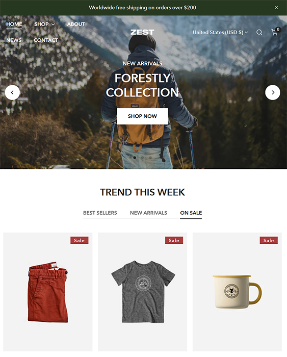 zest gusto backpack shopify theme