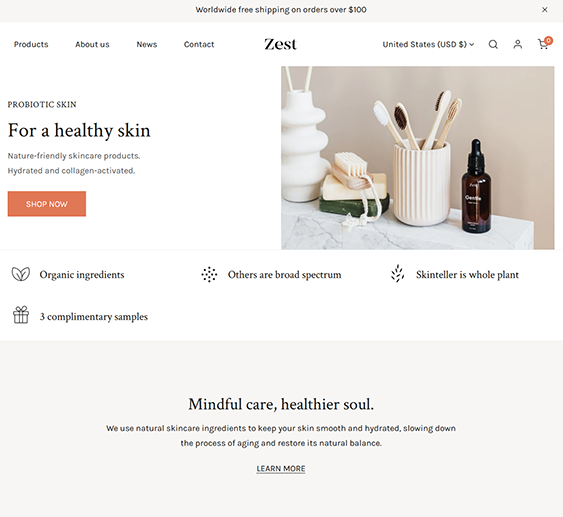 zest cosmo skincare shopify theme