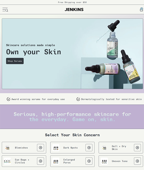 skincare shopify feature