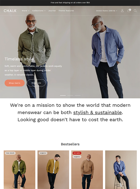 creative chalk menswear shopify theme