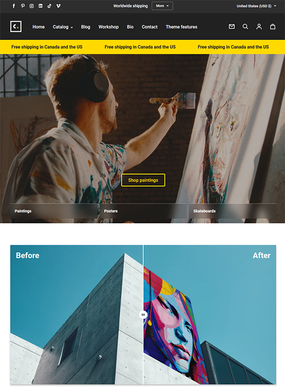 champion exhibit shopify theme for artists and art galleries
