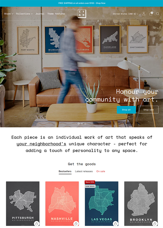 creative cyan shopify theme for artists and art galleries