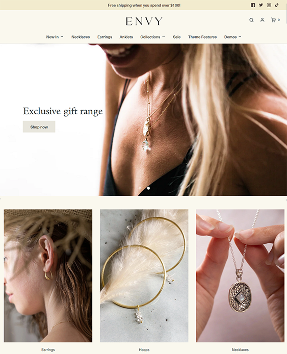 envy Gothenburg jewelry store shopify theme