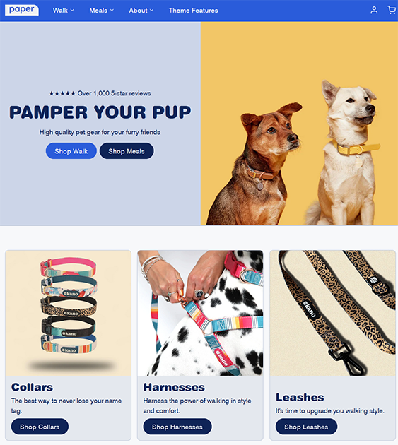 paper pull pet store shopify theme