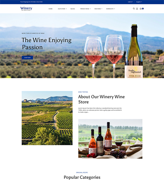 winery liquor vinery shopify theme for age restricted products