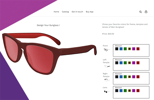 Custom Sunglass Designer shopify app